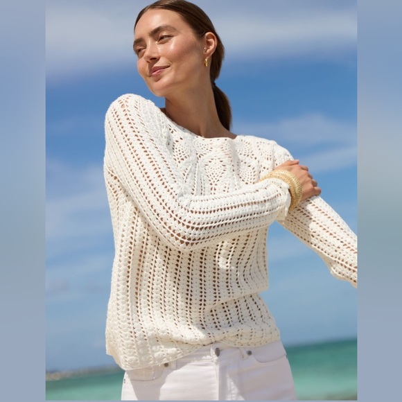 J. McLaughlin Sweaters - J.McLaughlin Shellona Crocheted Sweater Size Large NWT